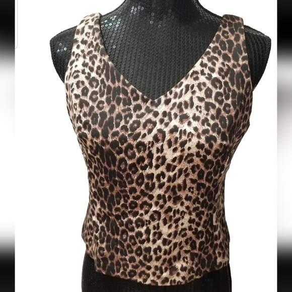 VINTAGE DANI MAX LOIS SNYDER LEOPARD TANK TOP SIZE 6 PETITE - Picture 2 of 6